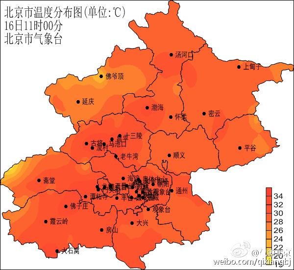 北京今天中午突破30℃天气晴热紫外线强 午后气温继续攀升