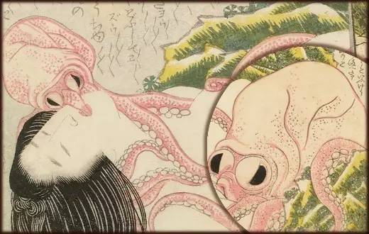 葛饰北斋名作《海女与蛸》（局部）