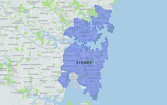 悉尼Uber顺风车服务区域