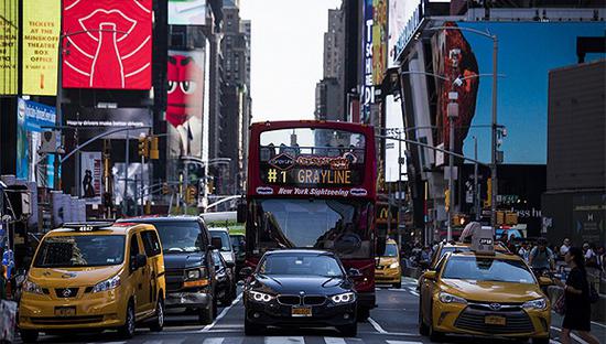 纽约市街头的出租车。图片来源：视觉中国
